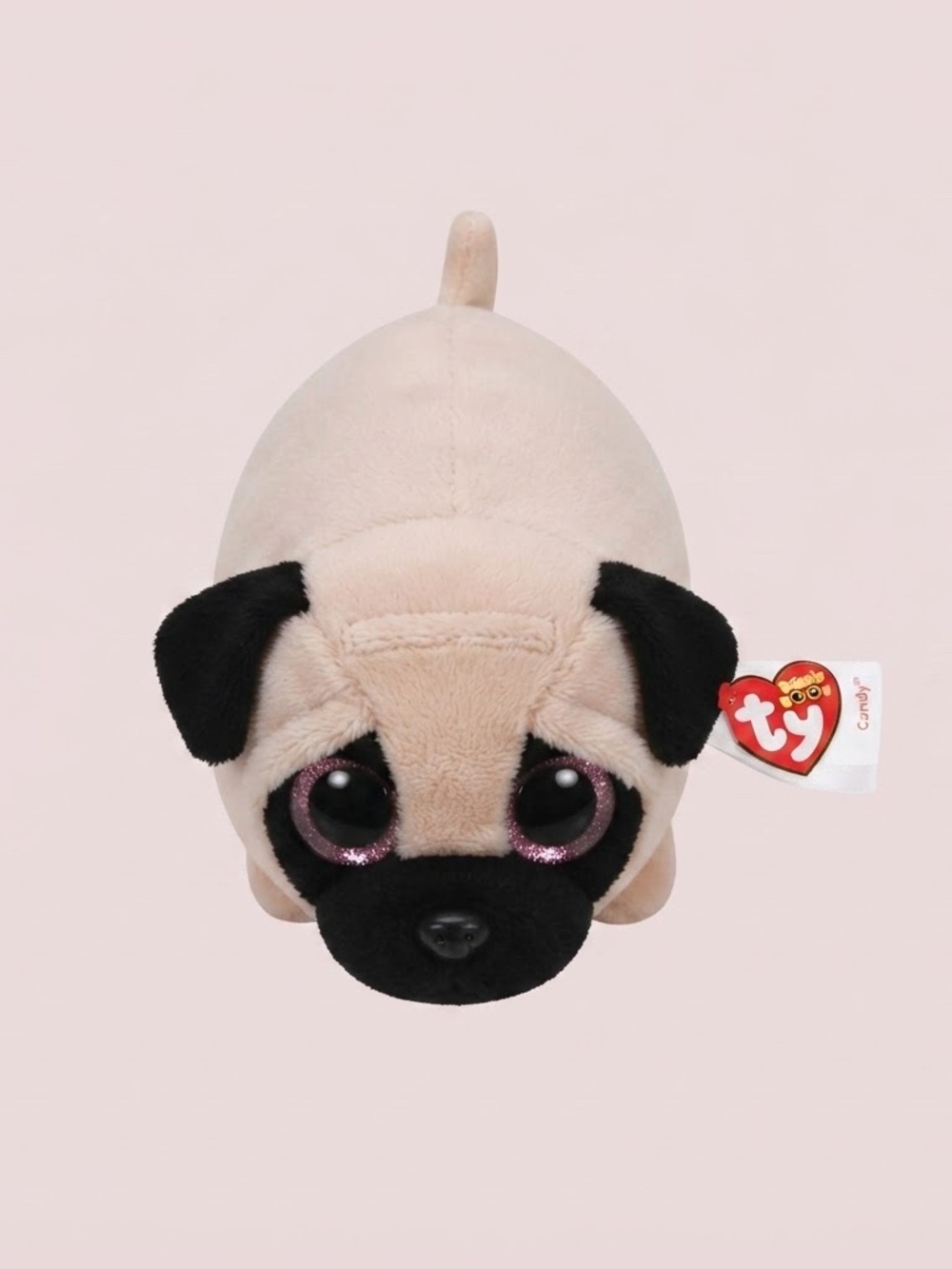 NWT Ty Beanie Boo Plush Pug Kids Toy - Cream and Black